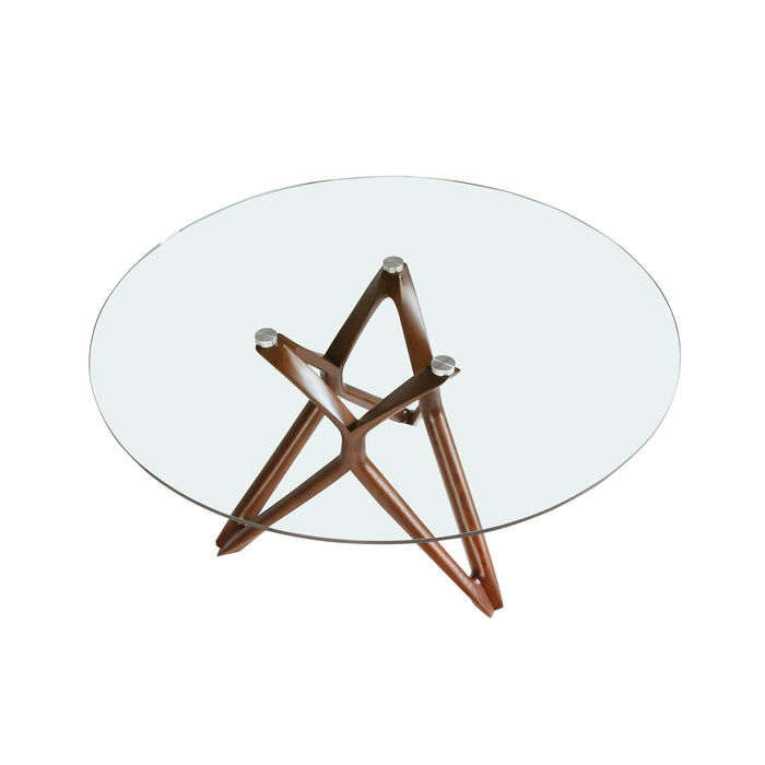 Tavolo da pranzo rotonda vetro temperato e noce