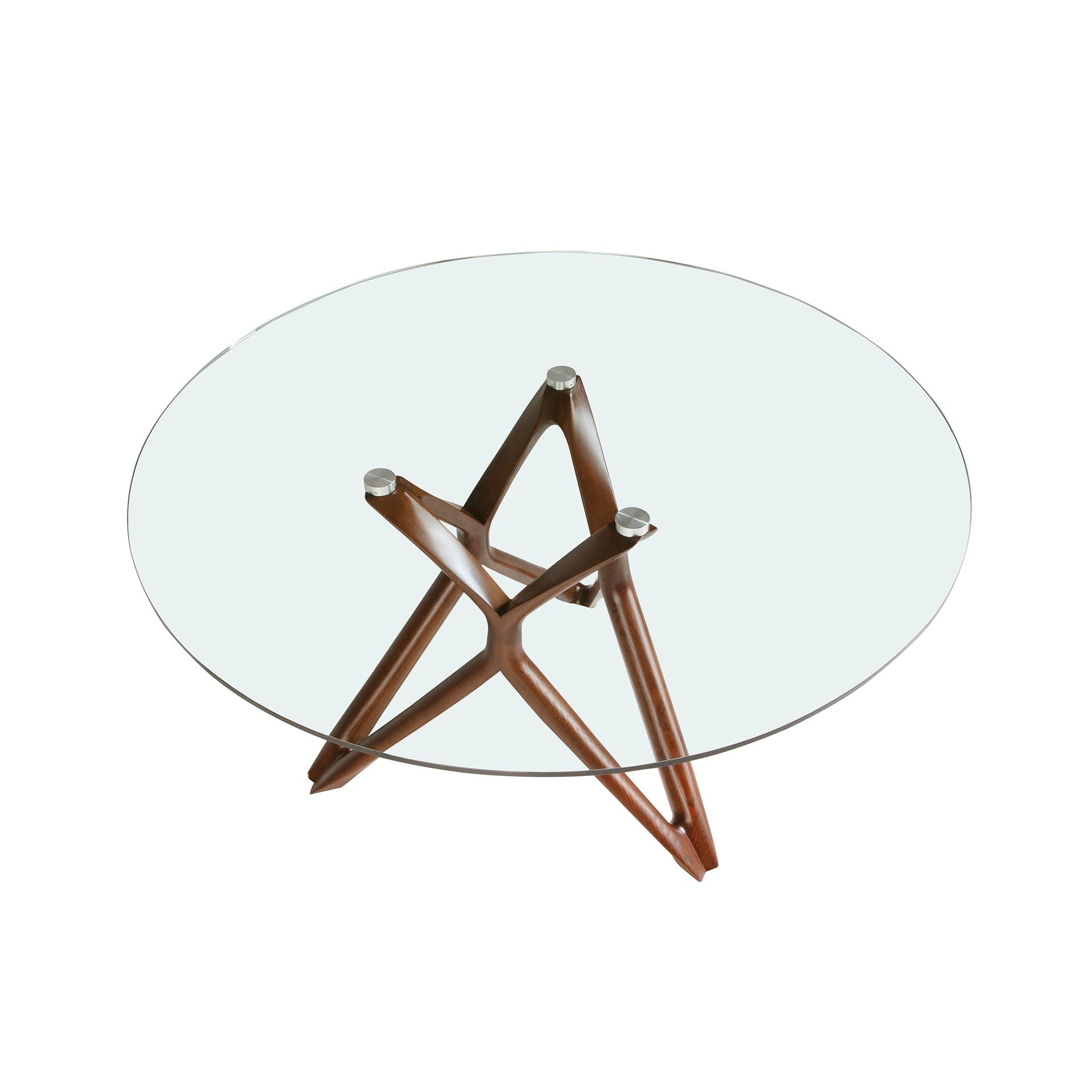 Tavolo da pranzo rotonda vetro temperato e noce