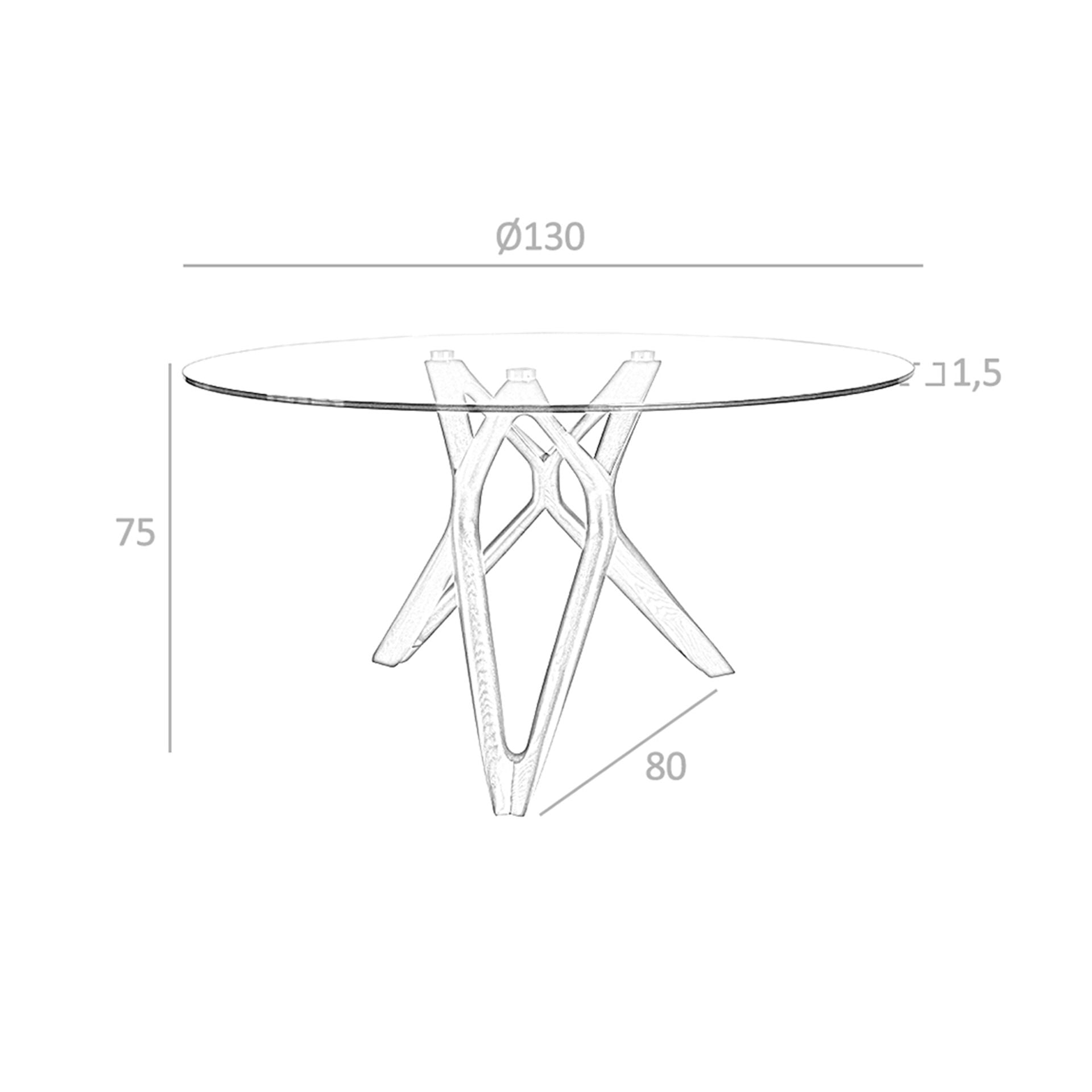 Tavolo da pranzo rotonda vetro temperato e noce