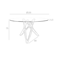 Tavolo da pranzo rotonda vetro temperato e noce
