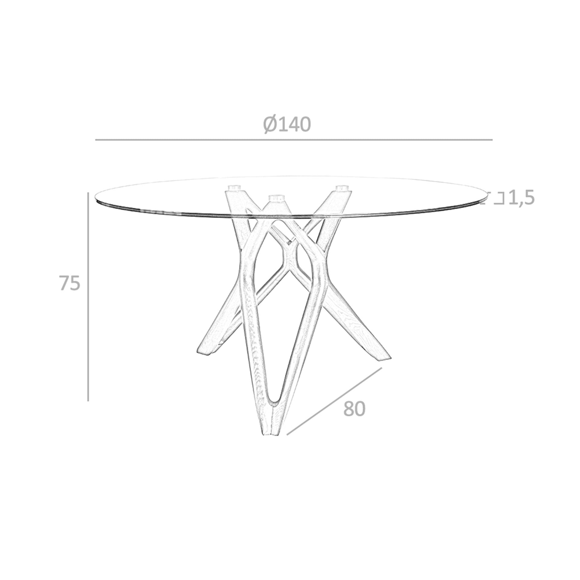 Tavolo da pranzo rotonda vetro temperato e noce