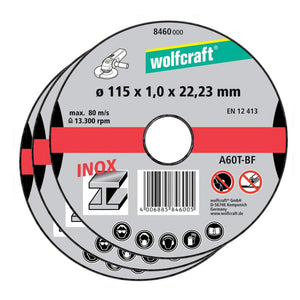 Set 3 Dischi da Taglio Ultrasottili per Acciaio Inossidabile Wolfcraft