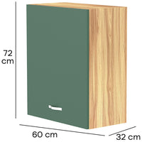 Pensile da Cucina Armadio Sospeso da Parete Anta Singola in Legno Colore Verde