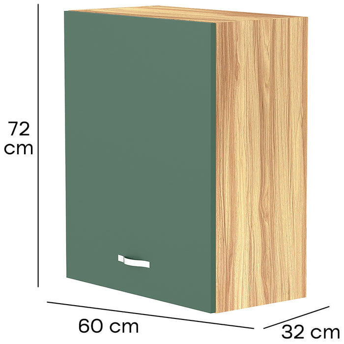 Pensile da Cucina Armadio Sospeso da Parete Anta Singola in Legno Colore Verde