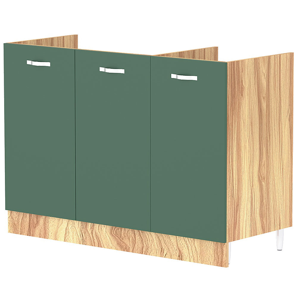 Mobile Sottolavello Cucina Componibile Mobiletto in Legno Colore Verde con 3 Ante