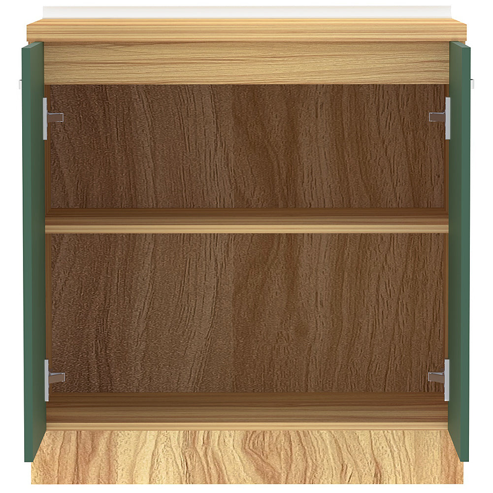 Mobile Base per Cucina Componibile in Legno Colore Verde con 2 Ante 2 Scomparti