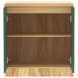Mobile Base per Cucina Componibile in Legno Colore Verde con 2 Ante 2 Scomparti
