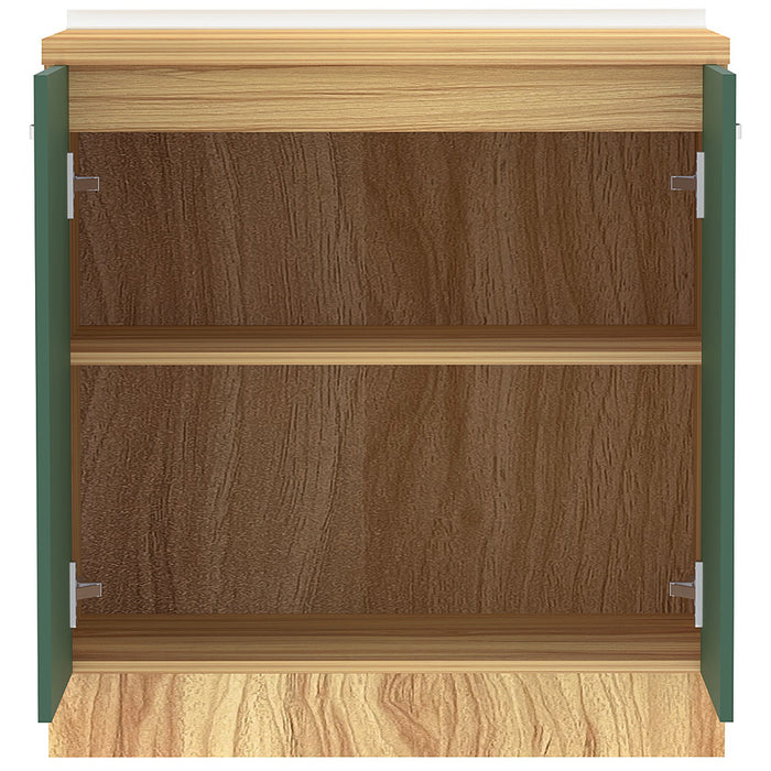 Mobile Base per Cucina Componibile in Legno Colore Verde con 2 Ante 2 Scomparti