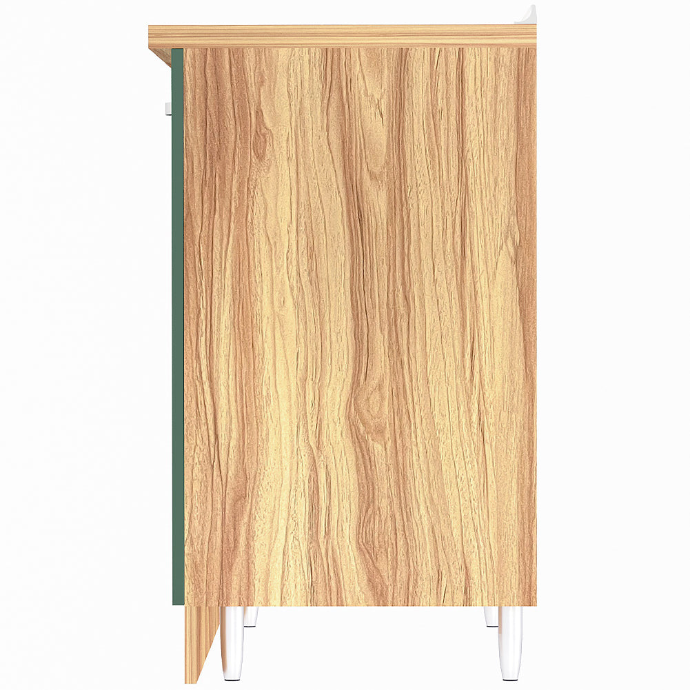 Mobile Base per Cucina Componibile in Legno Colore Verde con 2 Ante 2 Scomparti