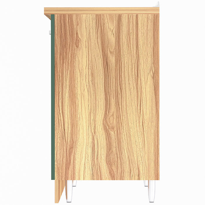 Mobile Base per Cucina Componibile in Legno Colore Verde con 2 Ante 2 Scomparti