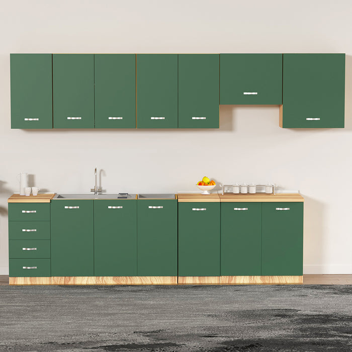 Mobile Base per Cucina Componibile in Legno Colore Verde con 2 Ante 2 Scomparti
