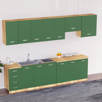 Mobile Base per Cucina Componibile in Legno Colore Verde con 2 Ante 2 Scomparti