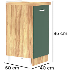 Mobile Base Cucina Componibile Minimal Colore Verde con 1 Anta e 2 Scomparti