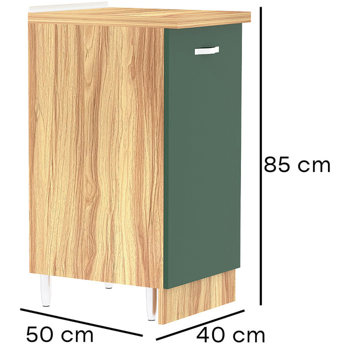 Mobile Base Cucina Componibile Minimal Colore Verde con 1 Anta e 2 Scomparti