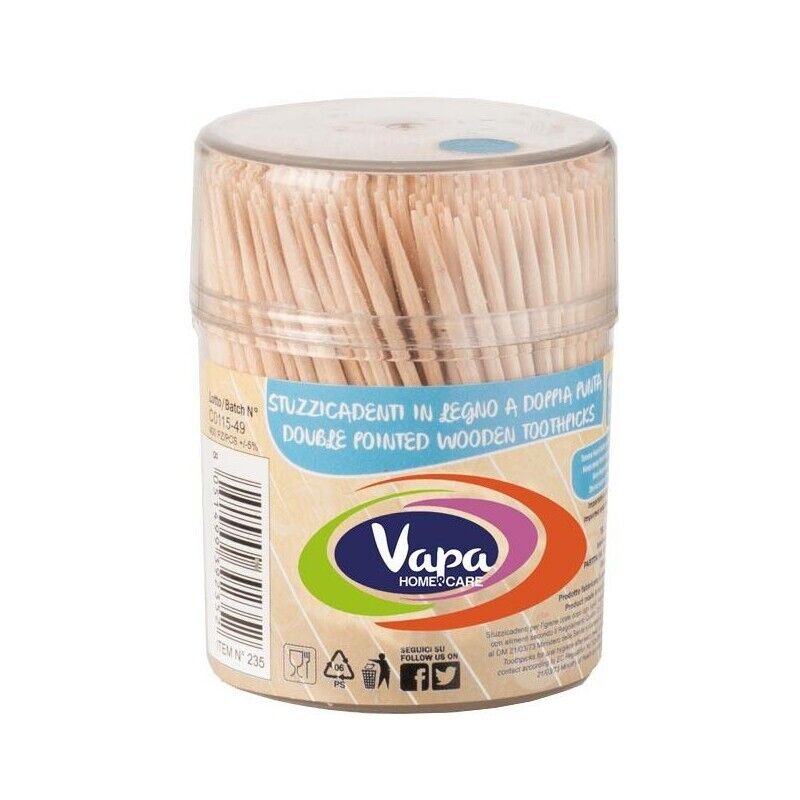 STUZZICADENTI BASTONCINI DOPPIA PUNTA IN LEGNO NATURALE PER ALIMENTI 400PZ