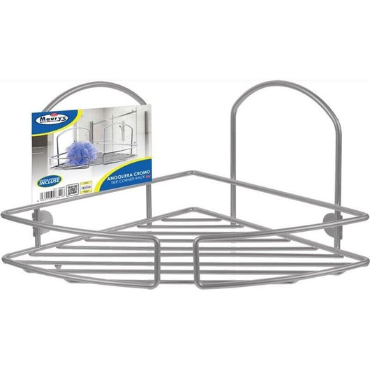 ANGOLIERA 1 PIANO CROMO MENSOLA BAGNO E DOCCIA IN METALLO RIVESTITO APPENDIBILE