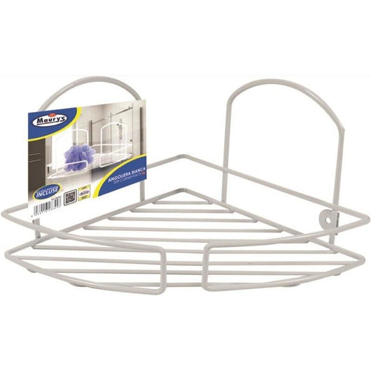 ANGOLIERA 1 PIANO BIANCA MENSOLA BAGNO E DOCCIA IN METALLO RIVESTITO APPENDIBILE