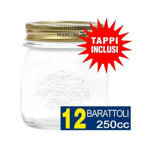 12 BARATTOLI 250CC QUATTRO STAGIONI BORMIOLI VASO PER CONSERVE CON 12 TAPPI INCLUSI