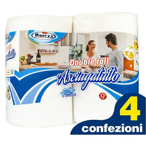 4 MAURY'S CARTA ASCIUGATUTTO CUCINA 2 ROTOLI DOUBLE ROLL 1100GR