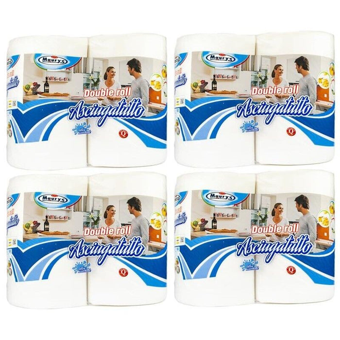 4 MAURY'S CARTA ASCIUGATUTTO CUCINA 2 ROTOLI DOUBLE ROLL 1100GR