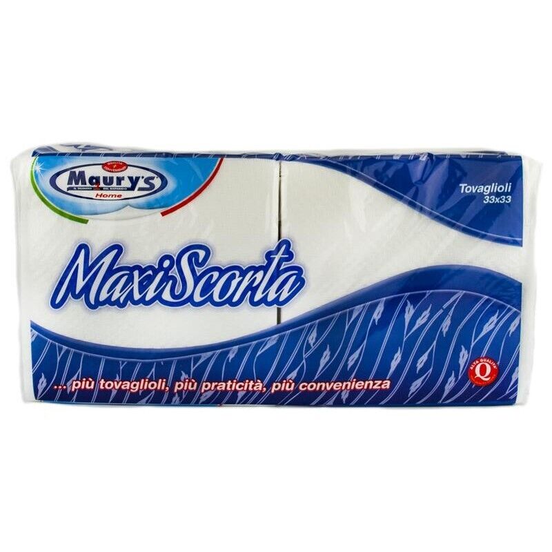 SET 10 MAURY'S TOVAGLIOLI BIANCHI 33X33CM MONOVELO 2300 PZ MAXI SCORTA