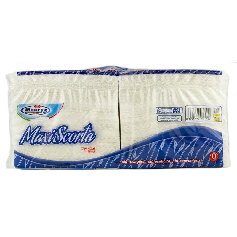 SET 10 MAURY'S TOVAGLIOLI BIANCHI 33X33CM MONOVELO 2300 PZ MAXI SCORTA