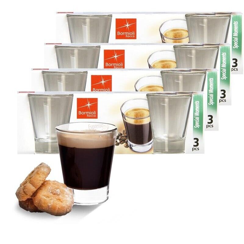 12 CAFFEINO BORMIOLI BICCHIERI TAZZINE PER CAFFÈ ESPRESSO IN VETRO TRASPARENTE
