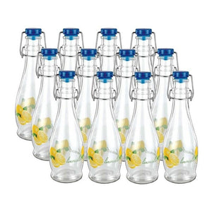 KIT 12 BOTTIGLIE PER LIMONCELLO 350 ML IN VETRO CON TAPPO A CHIUSURA ERMETICA