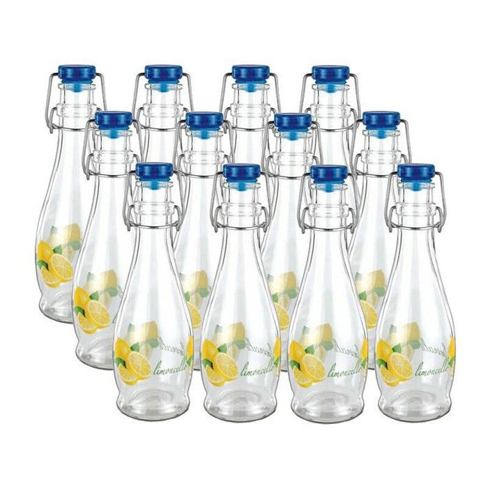 KIT 12 BOTTIGLIE PER LIMONCELLO 350 ML IN VETRO CON TAPPO A CHIUSURA ERMETICA