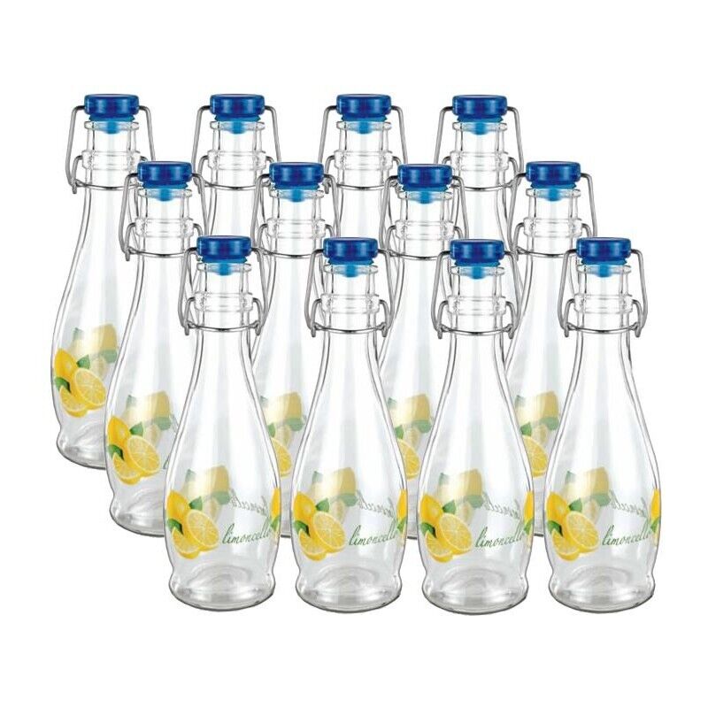 KIT 12 BOTTIGLIE PER LIMONCELLO 350 ML IN VETRO CON TAPPO A CHIUSURA ERMETICA