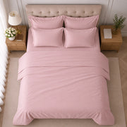 Rova, set Completo Letto Matrimoniale in Cotone, Rosa