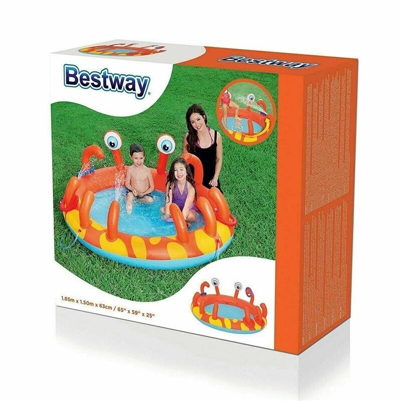 BESTWAY PISCINA GONFIABILE GRANCHIO BIMBI CON GIOCHI D'ACQUA 165 X 150 X 63 CM