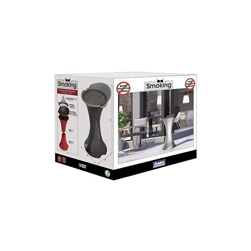 POSACENERE A COLONNA DA TERRA SMOKING SILVER CON SETACCIO E SABBIA