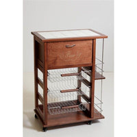 CARRELLO PORTAFRUTTA VESUVIO NOCE CON PORTA PANE E BOTTIGLIERA 85 X 59 X 39 CM