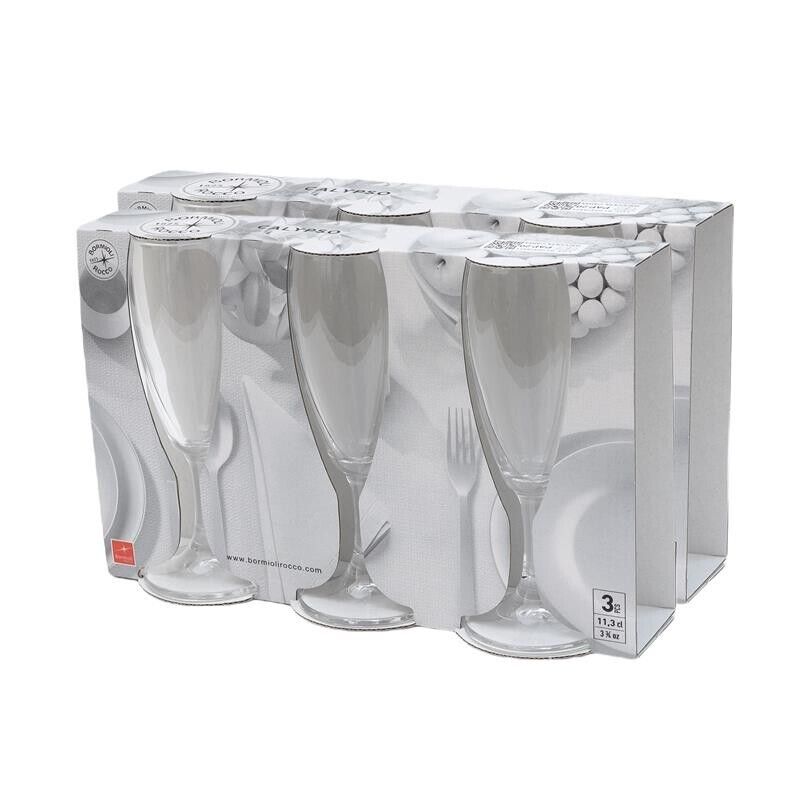 KIT 6 PZ CALYPSO VINO FLUTTINO CALICI IN VETRO DA 110 ML H 15.9 CM