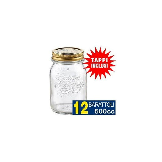 12 BARATTOLI 500 CC BORMIOLI VASO PER CONSERVE CON 12 TAPPI INCLUSI