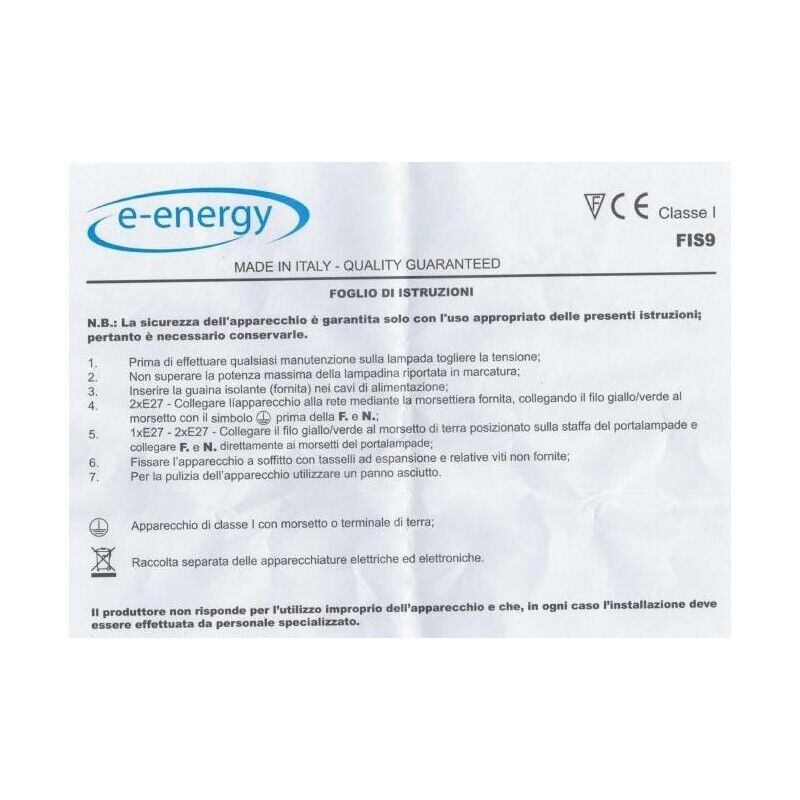 LENA LAMPADA APPLIQUE 1 LAMPADINA E27 30 CM