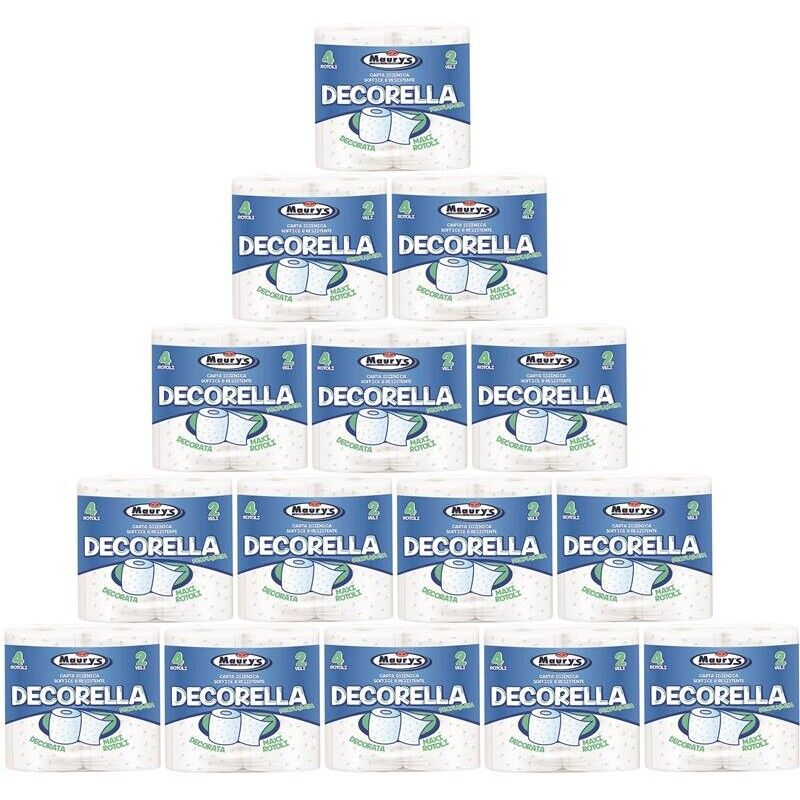 60 MAXI ROTOLI CARTA IGIENICA 2 VELI MAURY'S DECORELLA PROFUMATA DECORATA