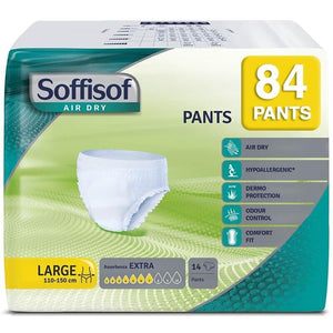 84 SOFFISOF MUTANDE PANNOLONI INCONTINENZA URINARIA ASSORBENZA 7 LARGE MONOUSO