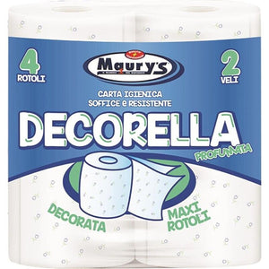 60 MAXI ROTOLI CARTA IGIENICA 2 VELI MAURY'S DECORELLA PROFUMATA DECORATA