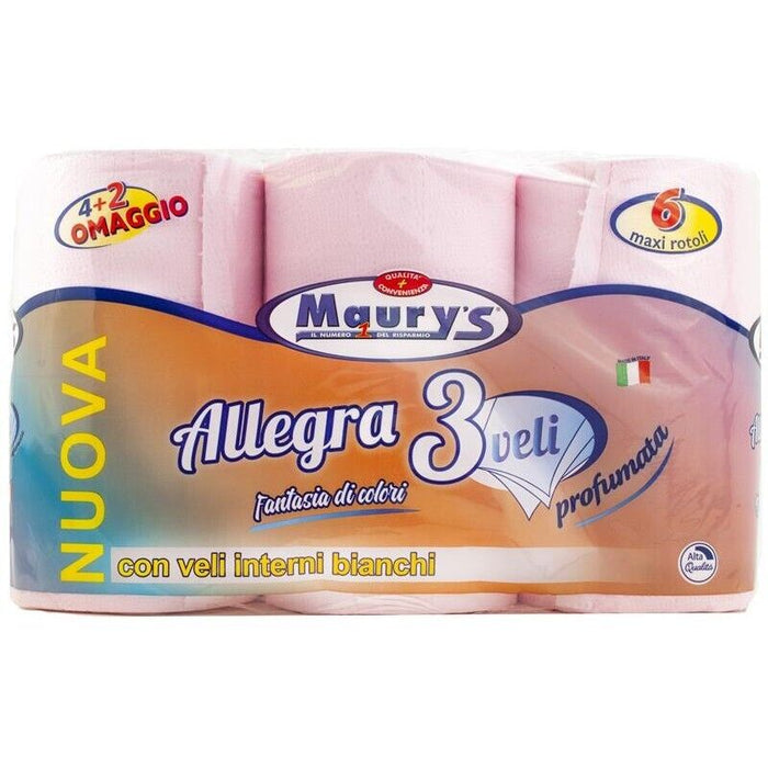 90 MAXI ROTOLI CARTA IGIENICA MAURY'S 3 VELI ROSA COLORATA PROFUMATA