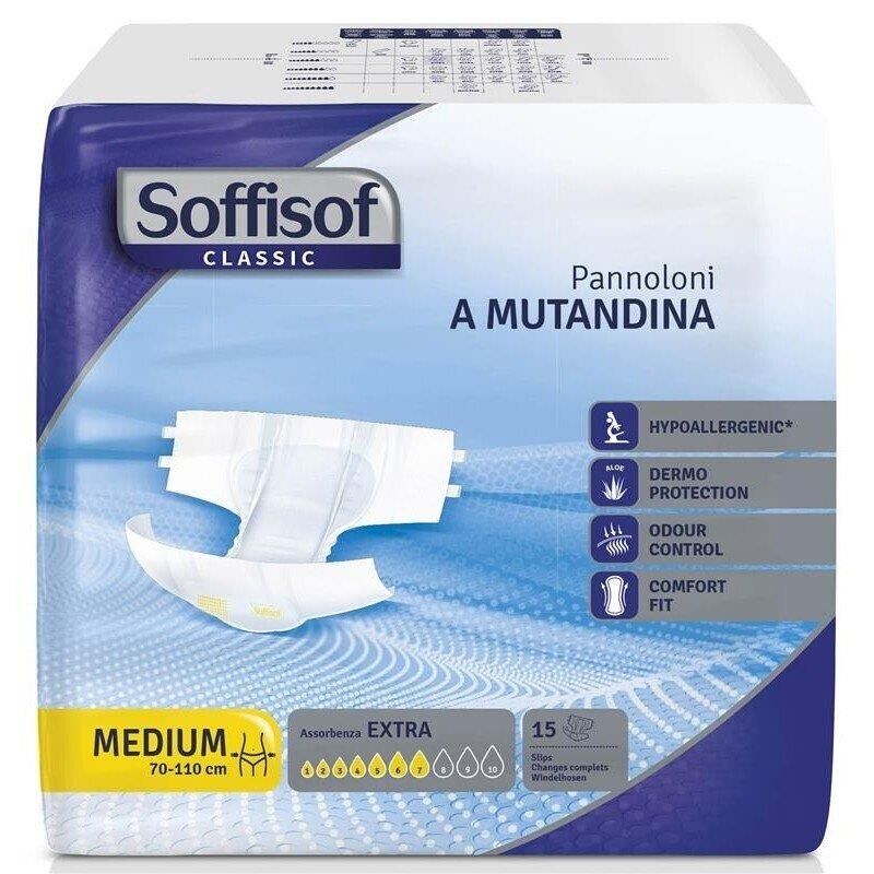 6 SOFFISOF PANNOLONI A MUTANDINA ASSORBENZA 7 EXTRA MISURA MEDIUM DA 15 PZ