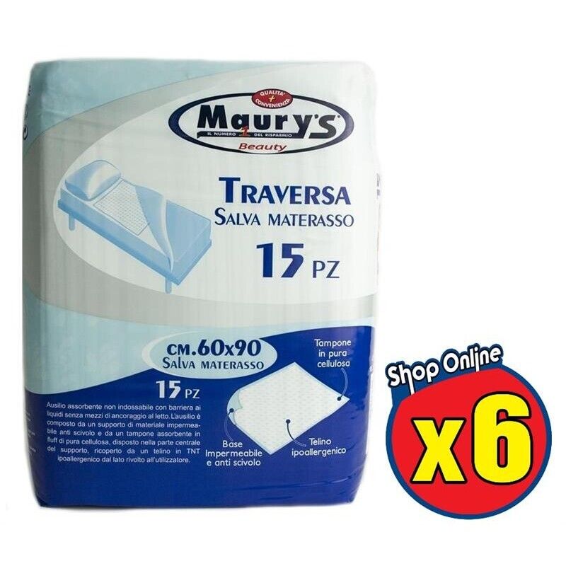 6 MAURY'S TRAVERSA SALVA MATERASSO 60 X 90 CM DA 15 PZ