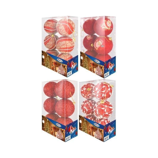 MAURY'S PALLE DI NATALE POLISTIROLO  8CM 6PZ ROSSE COLORI ASSORTITI