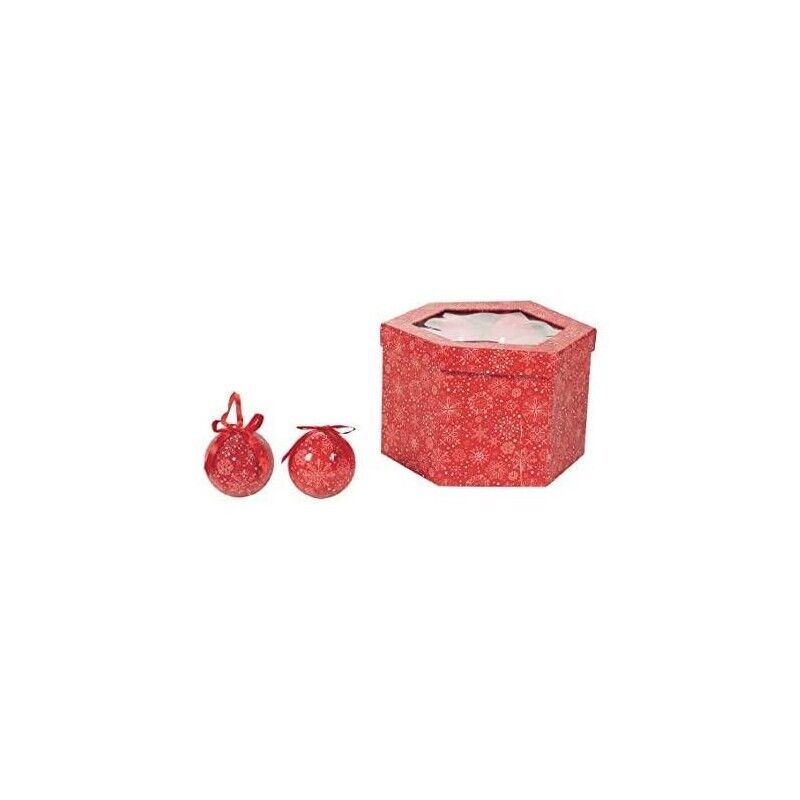 SET 14 PALLE DI NATALE 7,5CM FIOCCO NEVE ROSSO