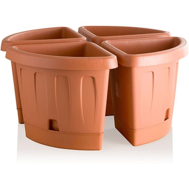 VASO ANGOLARE VICTORIA CON SELF WATERER PIATTINO TERRACOTTA 40 X 54 X 45 CM