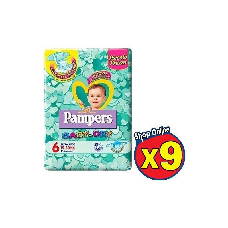 KIT DA 8 PAMPERS BABY DRY EXTRA LARGE 15-30 KG DA 15 PZ
