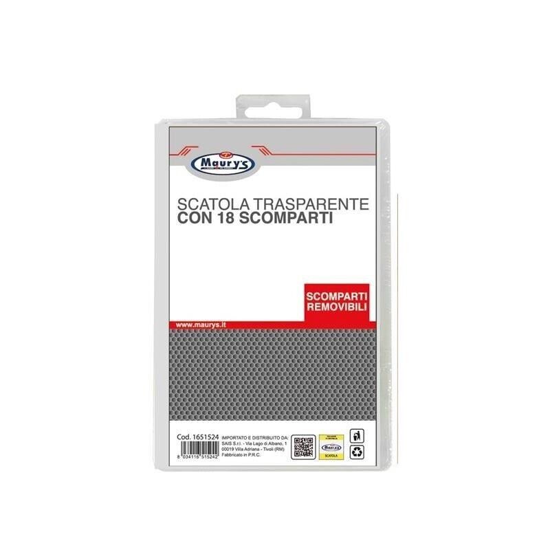 MAURY'S SCATOLA TRASPARANTE 18 SCOMPARTI REMOVIBILI 13 X 22 X H 3