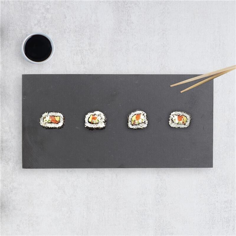 SET 2 VASSOI SOTTOPIATTI IN ARDESIA 30 X 11 CM CON PIEDINI ANTISCIVOLO