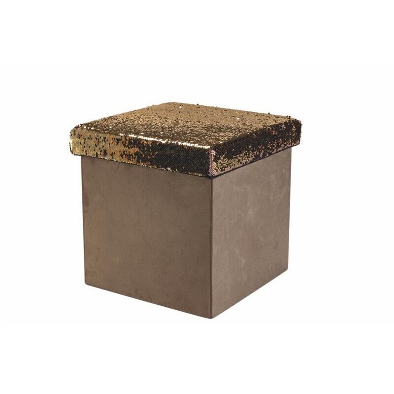 POUF CON PAILLETTES TORTORA CONTENITORE MISURE 38 X 38 X 38 CM